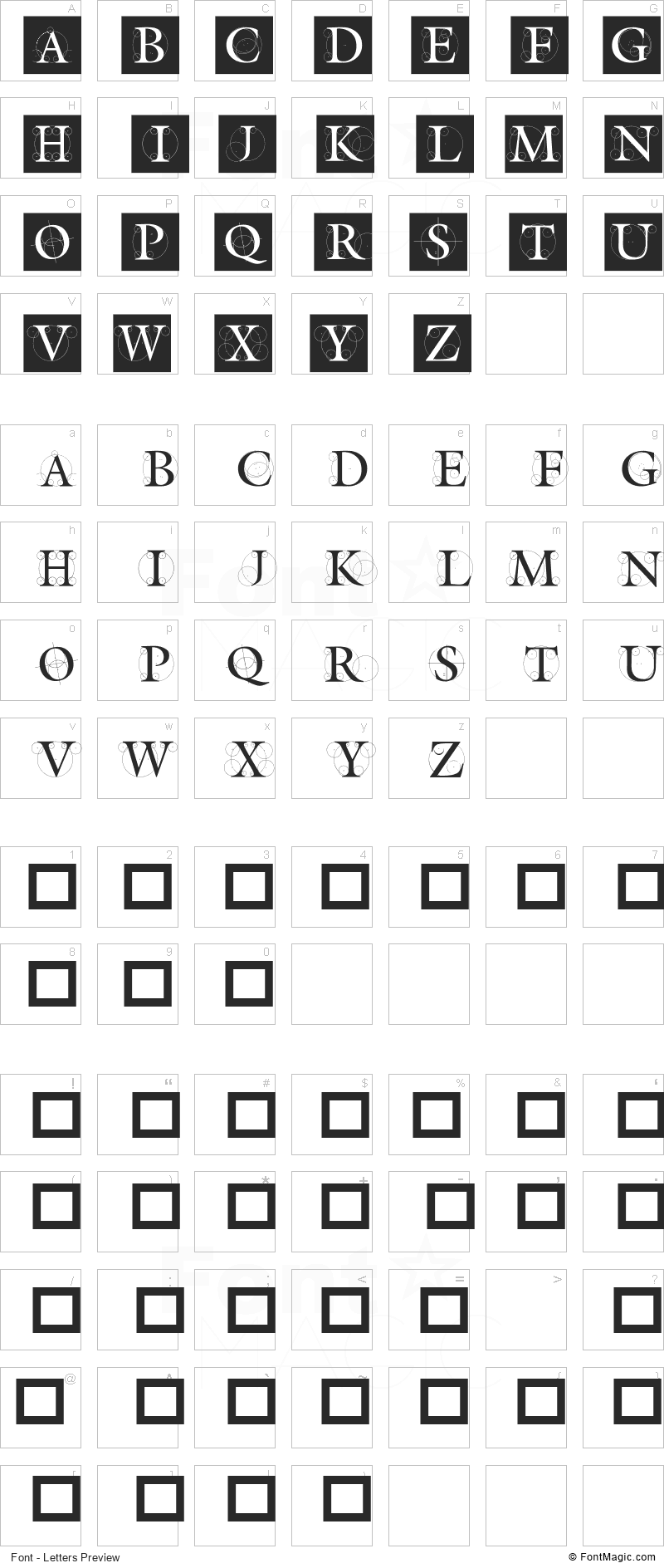 The Roots Font - All Latters Preview Chart